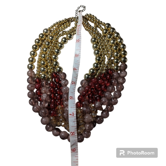 Beaded Multi-Layer Necklace, with 1 Pair of Matching Earrings. - Picture 8 of 12